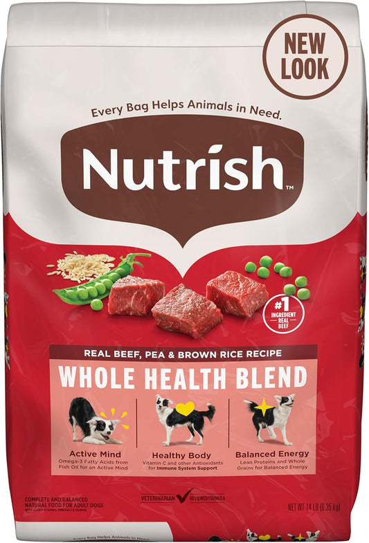Nutrish Real Beef, Pea & Brown Rice Recipe Whole Health Blend Dry Dog Food, 14 lb. Bag, Packaging May Vary (Rachael Ray)