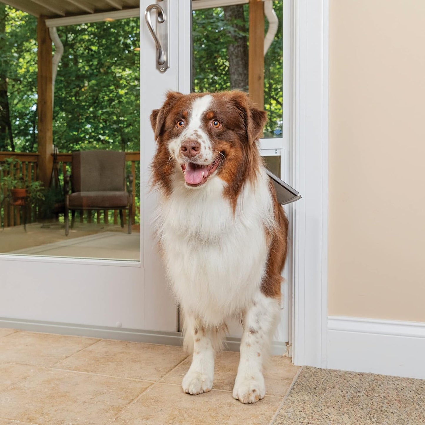 PetSafe Sliding Glass Pet Door - No-Cut DIY Install Doggy Door for Renters - Aluminum Frame - Adjustable Height 75 7/8" to 80 11/16" - Ideal for Large Dogs Up to 100 lb - White