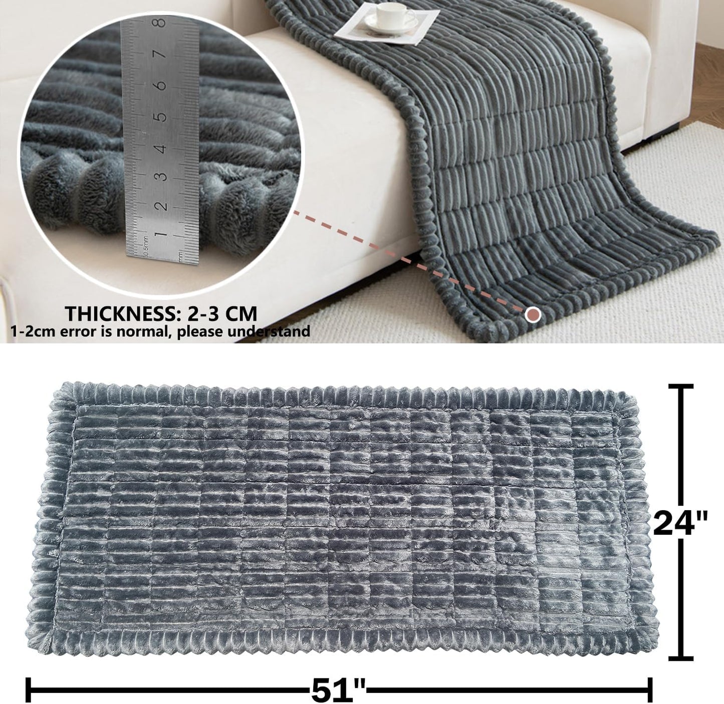 Dog Bed Mat for Car Backseat Extender, Non-Slip Pet Bed Mat for Car Back Seat Protector Cover, Furry Dog Couch Cover, Washable Travel Dogs Bed for Cars, SUVs, Sedans. (51" x 24") (Dark Grey, M)