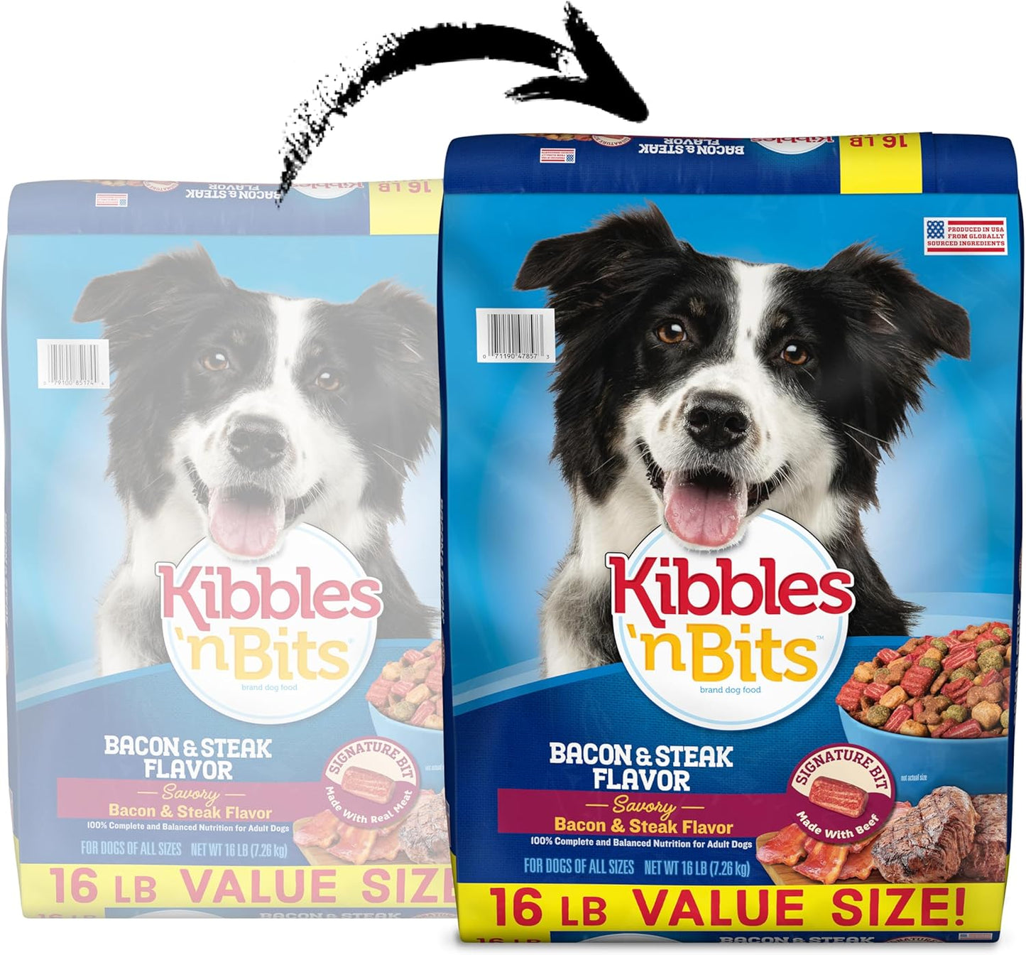 Kibbles 'n Bits Dry Dog Food, Savory Bacon & Steak Flavor for Adult Dogs 16 lb. Bag