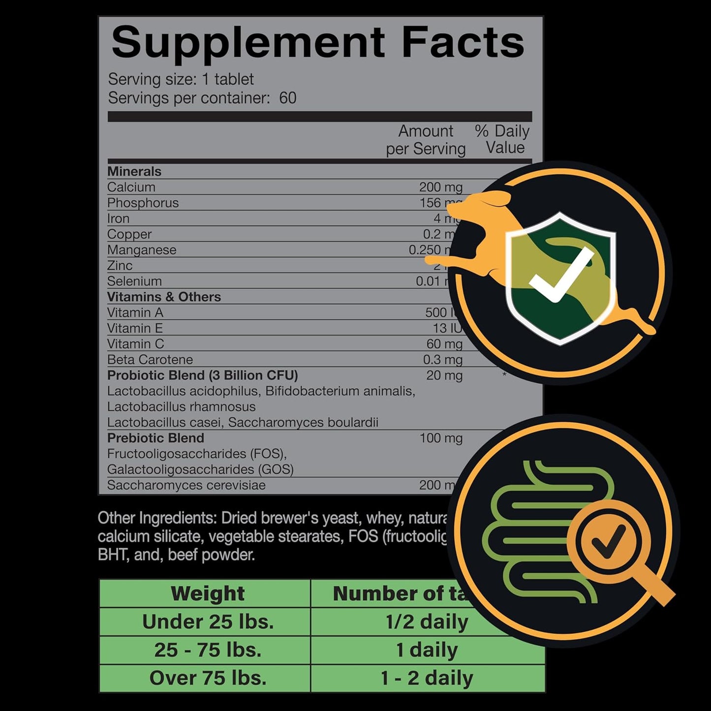 Army Soldier Owned Dog Probiotics for Yeast, Itchy Skin & Itchy Ears, Dog Allergy Relief, Digestive Health, Occasional Diarrhea & Immune Support, 3 Billion CFU, 60 Yummy Chewables