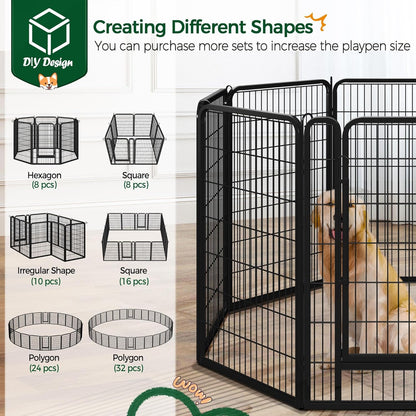 Yaheetech Dog Playpen, 40 inch 8 Panels Dog Pen for Indoor Heavy Duty Puppy Exercise Pen Metal Pet Fence for RV Camping/Yard/Garden