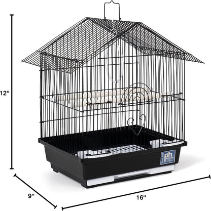 Prevue Pet Products Parakeet Manor Bird Cage with Handle for Home or Travel, Black