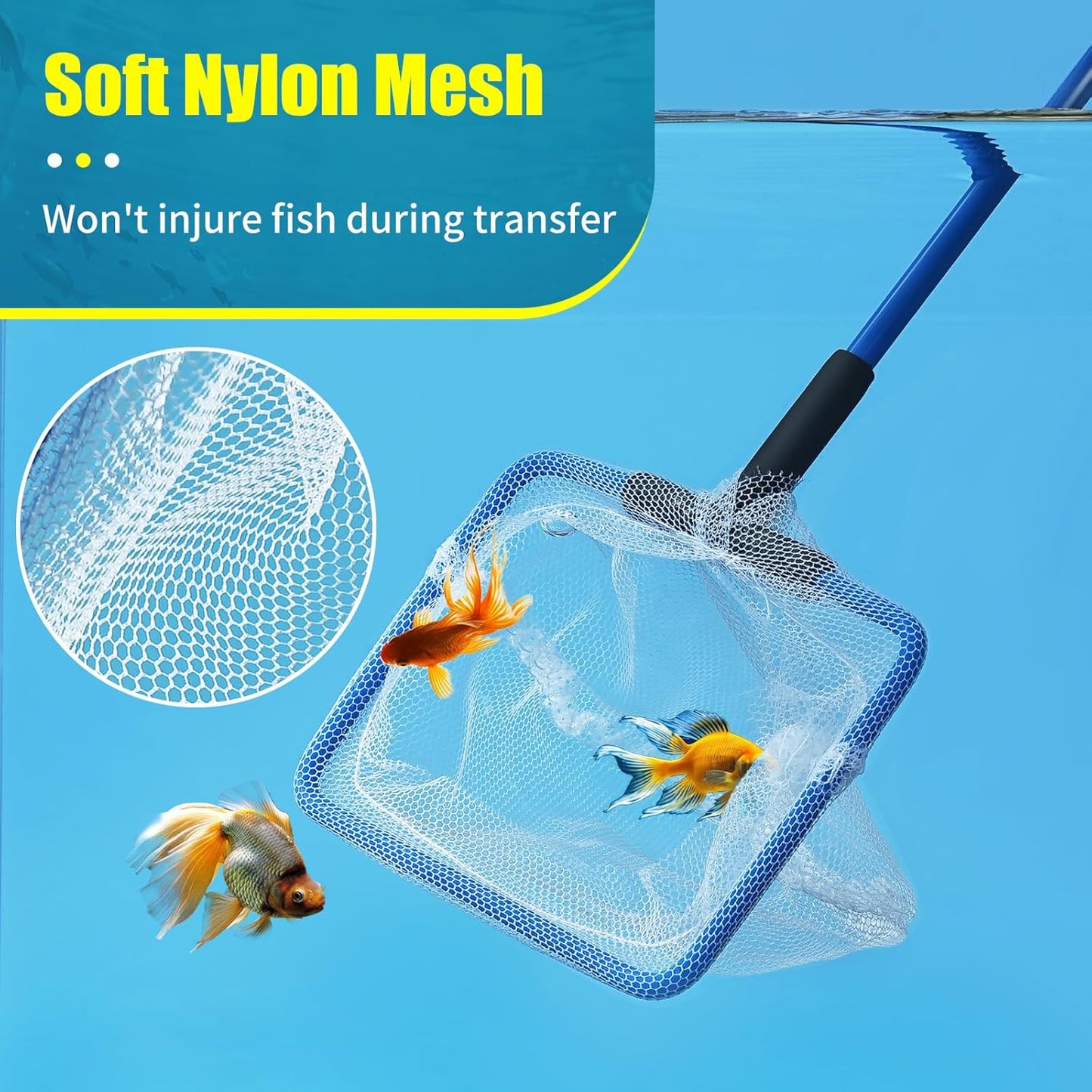 AQUANEAT Aquarium Net with Long Handle, Wastes Skimming Cleaning Tools for Fish Tanks