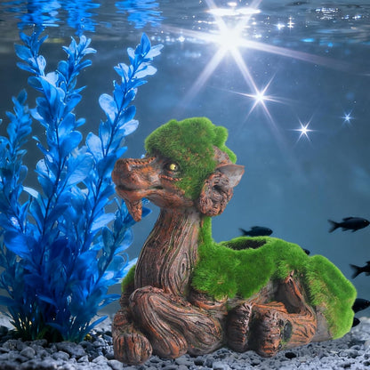 AnRui Resin Goat Fish Tank Decor Green Moss Aquarium Décor Thematic Ornaments for Cichlid, Small Fish, Shrimp to Play Hide Breed Habitat