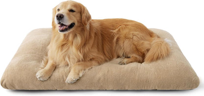 Bedsure Washable XXL Dog Bed for Crate, Giant Comfort Fluffy Plush Pet Pillow Bed Kennel Pad with Non-Slip Bottom, Machine Washable Pet Sleeping Mat for Jumbo, 47"x29", Brown