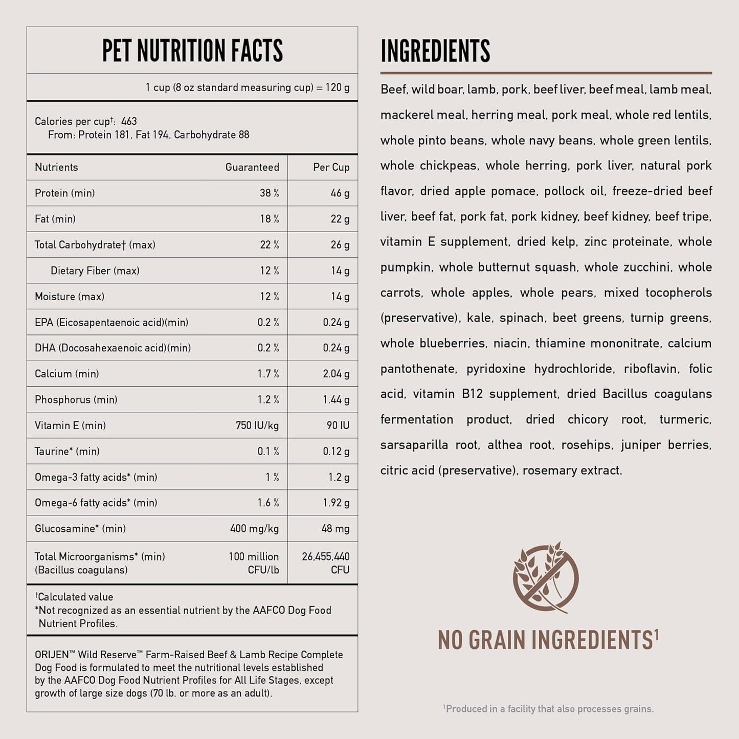 ORIJEN Wild Reserve Dry Dog Food Farm-Raised Beef & Lamb Recipe 12lb Bag