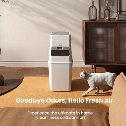 GKJ Cat Litter Trash Can | Litter Disposal Bin | Cat Litter Garbage Can Disposal System | Litter Box Trash Can | Includes 1 roll of 16 Easy Tear-Off Bags