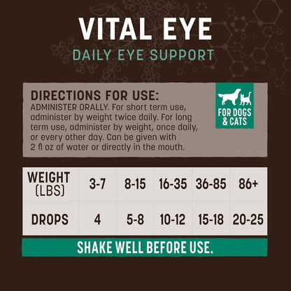 Earth Animal Apothecary Liquid Supplement - Vital Eye Herbal Remedies for Dogs & Cats - 2 fl oz