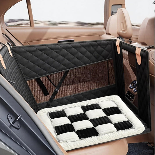 Dog Car Seat Cushion for Carriers & Crates, Pet Travel Mat with Non-Slip Backing, Soft PP Cotton Filled Dog Bed for Car Seats, Hard & Soft Carriers, Pet Crates, Machine Washable (19.6"x19.6")