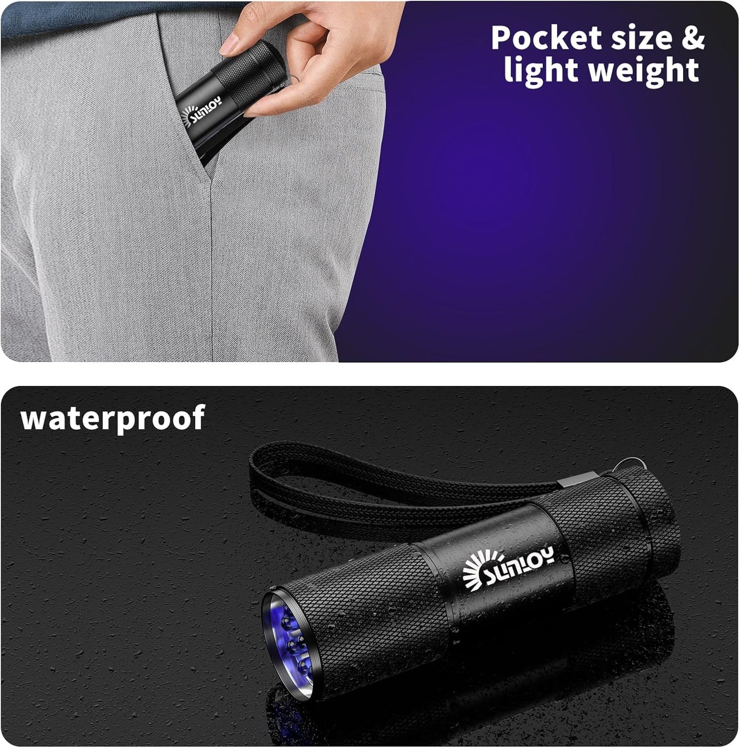 5 Pack Black Light UV Flashlight, 9 LED 395nm Ultraviolet Blacklight Flashlight, Handheld Mini Torch Light Pet Urine Detector for Dog/Cat Urine, Dry Stains(15x AAA Batteries(Green))