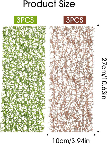 6Pcs Jumping Spider Habitat Accessories Enclosure Decor Spider Webbed Moss Ribbon with Magnets Climbing and Feeding Platforms Kit Green Brown