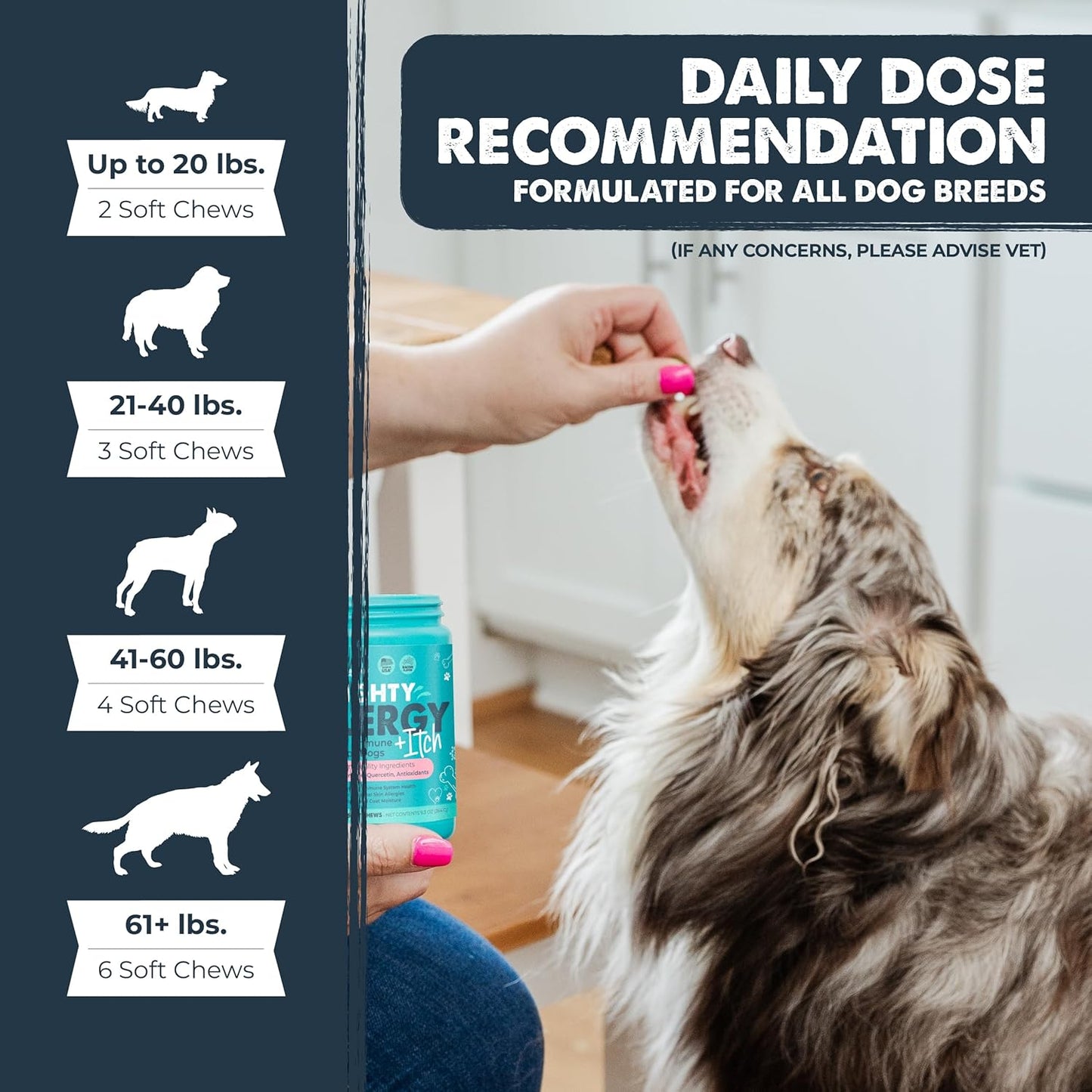 Mighty Paw Waggables Allergy Immune + Itch (Made in The USA) -Dog Chews Anti-Itch for Dogs. Allergy Support Vitamins for Skin and Coat Allergies. Omega 3 & Quercetin for Pets 120 Ct