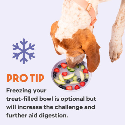 Awoo Wobbowl - Silicone Dog Lick Mat and Slow Feeder Bowl - Dishwasher Safe Pet Dish - Extends Mealtime for Fast Eaters & Reduces Anxiety - for Wet & Dry Food (Almond)