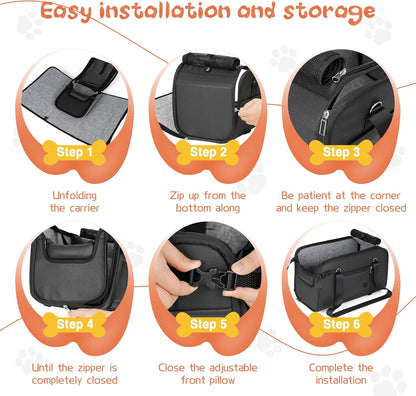 WOYYHO 18 lbs Console Dog Car Seat Luxury Center Console (Width >9in) Dog Car Bed Carseat with Soft Cushion and Safety Belt, Easy Install Stable No Shaking, Waterproof Anti-Slip PU Leather