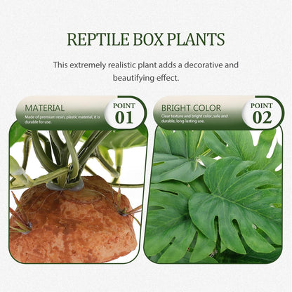 BESTonZON Reptile Tank Artificial Plants Landscape Decor Simulated Terrarium Hidden Plant for Lizard Turtle Spider Frog Habitat Box