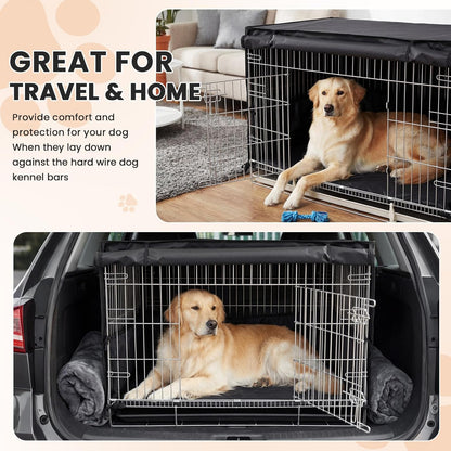 Lounsweer 3 Pcs Dog Crate Cover Set with Kennel Cover, Bed Mat & Bumper Pad, All-Black Pet Kennel Sunshade Accessories Fit for 42 Inch Wire Crates, Light Reducing Puppy Training Crate Privacy