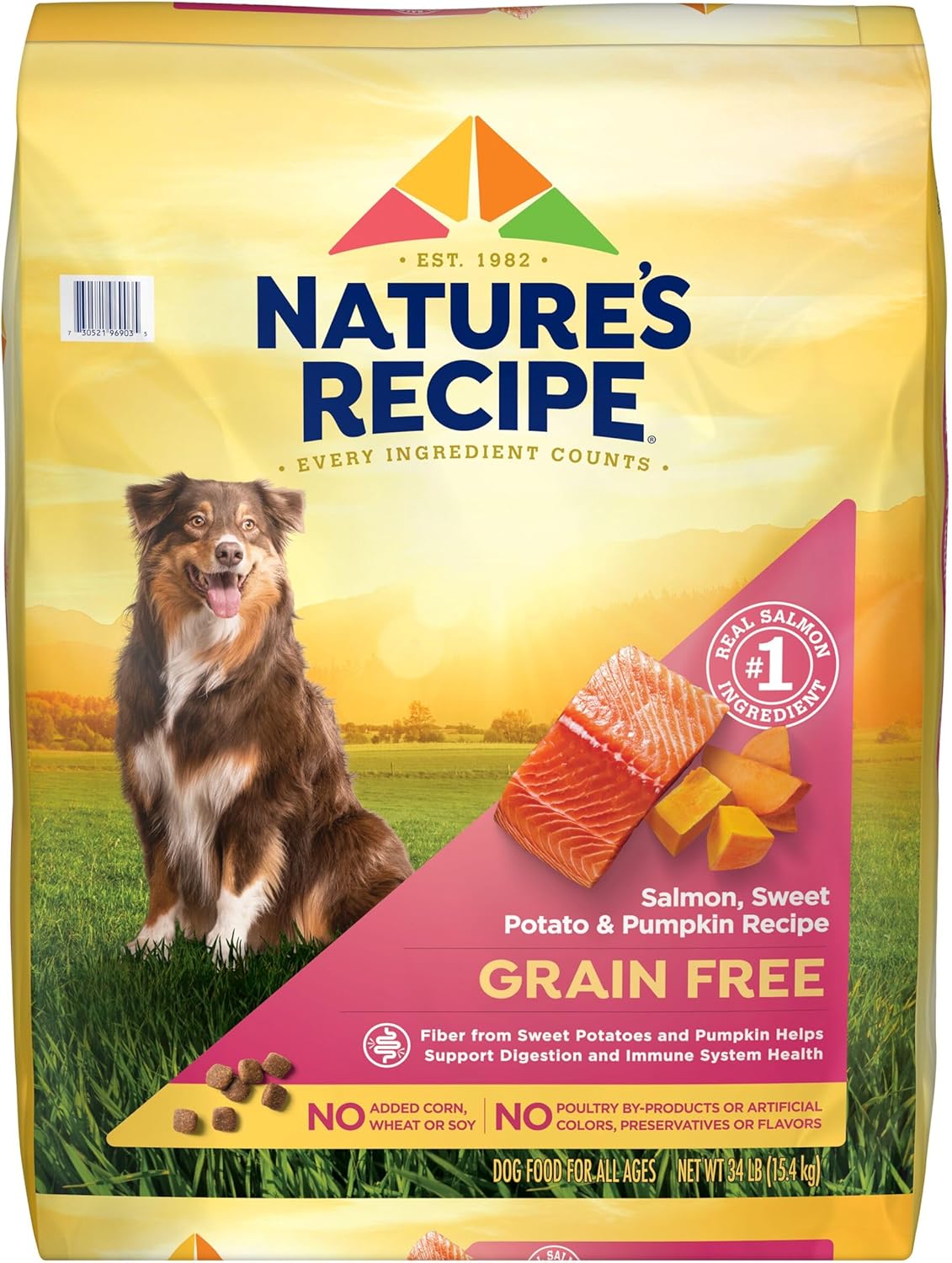 Nature's Recipe Grain Free Dry Dog Food, Salmon, Sweet Potato & Pumpkin Recipe, 34 lb. Bag