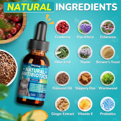 Antibiotics for Cats, Natural Antibiotic for Allergy Relief, Urinary Tract Health, Itch Relief & Digestion Care, Cat Allergy Relief for Cats, Cat Immune Support Supplement, 4 Fl Oz
