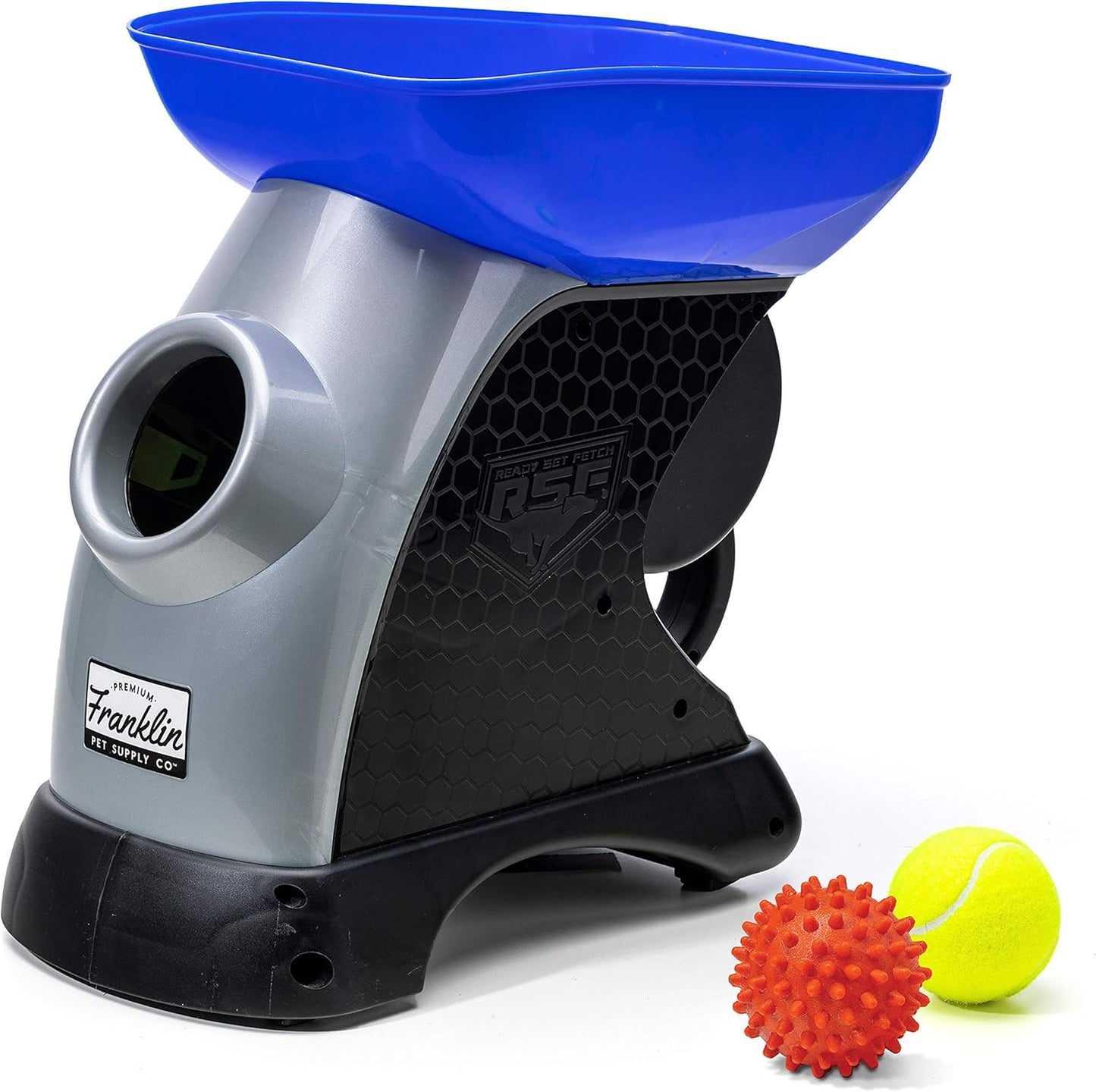 Franklin Pet Supply Co. Ready Set Fetch Automatic Tennis Ball Launcher Dog Toy - Electronic Thrower for Fetch + Playtime - Launches up to 40 Feet - Official Size