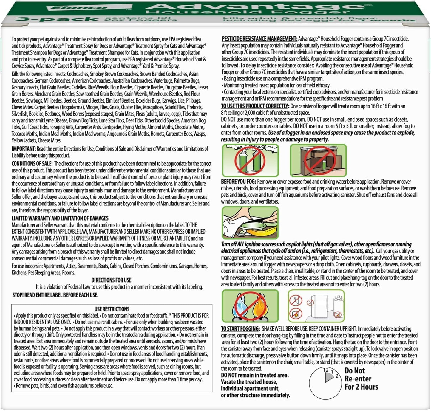 Bundle of Advantage II Vet-Recommended Flea Treatment & Prevention | Cats Over 9 lbs. | + Advantage Household Flea Fogger 2 oz. Canisters (Pack of 3)