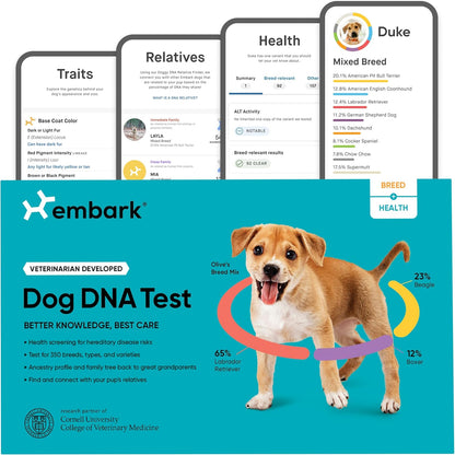 Embark Breed & Health Kit - Dog DNA Testing Kit - Discover Breed, Ancestry, Relative Finder, Genetic Health, Traits, Allergy Risk Scores