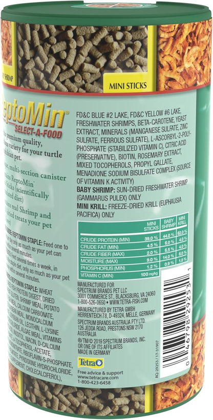 Tetra ReptoMin Select-A-Food 1.55 Ounces, For Aquatic Turtles, Newts And Frogs, Variety Pack