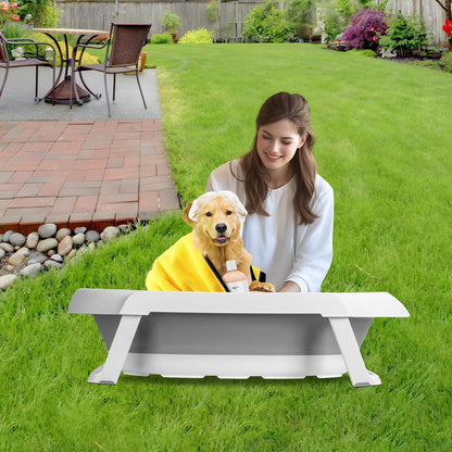 Dog Bathtub Dog Washing Station, Foldable Pet Bath Tub for Bathing and Grooming, Collapsible Portable Shower Bathtub for Small Dogs Cats Pet, Indoor and Outdoor Grey