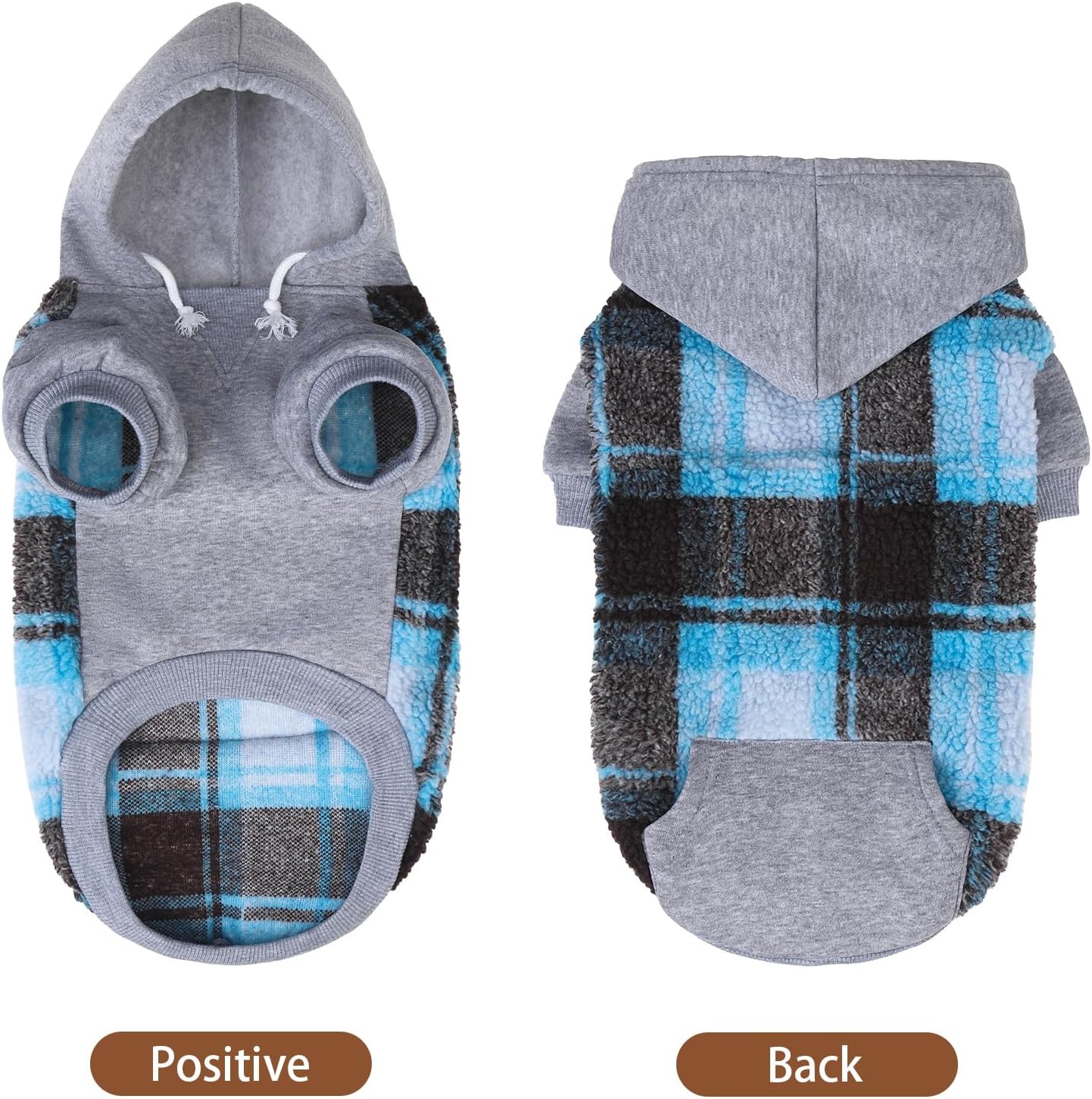 PUPTECK Dog Hoodie Puppy Sweatshirt Warm Dog Sweater Winter Clothes Cold Weather Coats for Small Medium Large Dogs, Blue, S/M