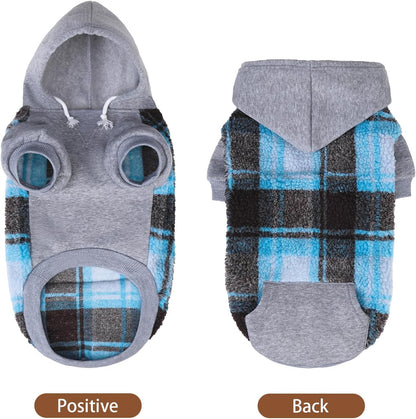 PUPTECK Dog Hoodie Puppy Sweatshirt Warm Dog Sweater Winter Clothes Cold Weather Coats for Small Medium Large Dogs, Blue, S/M