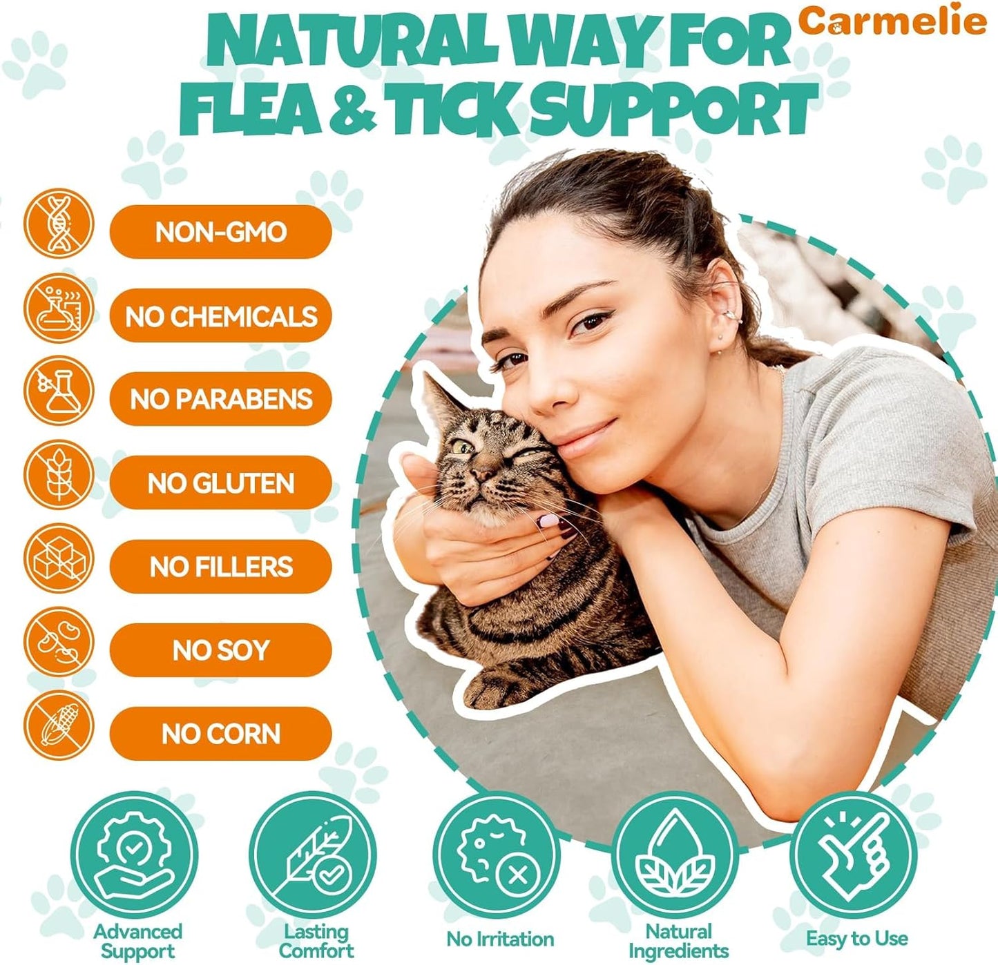 Flea and Tick Support for Cats, Natural Cat Flea Liquid Drops, Flea & Tick Supplement with Vitamins & Fish Oil for Cats - All Breeds, Kittens to Senior Cat - Chicken Flavor