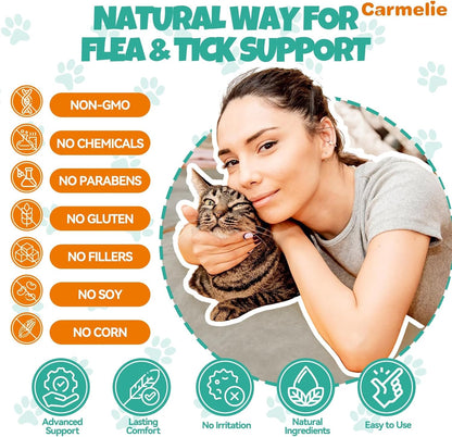 Flea and Tick Support for Cats, Natural Cat Flea Liquid Drops, Flea & Tick Supplement with Vitamins & Fish Oil for Cats - All Breeds, Kittens to Senior Cat - Chicken Flavor