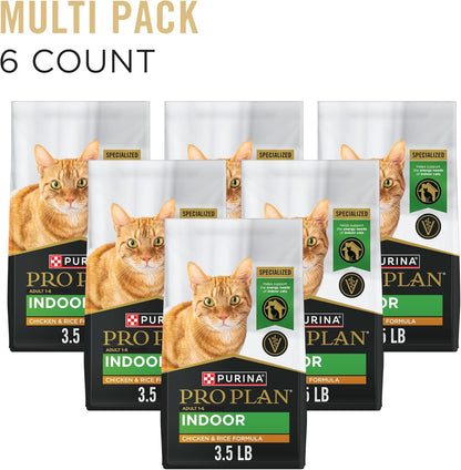 Purina Pro Plan Adult Indoor Chicken and Rice Formula High Protein Cat Food 3.5 Pound (Pack of 1)