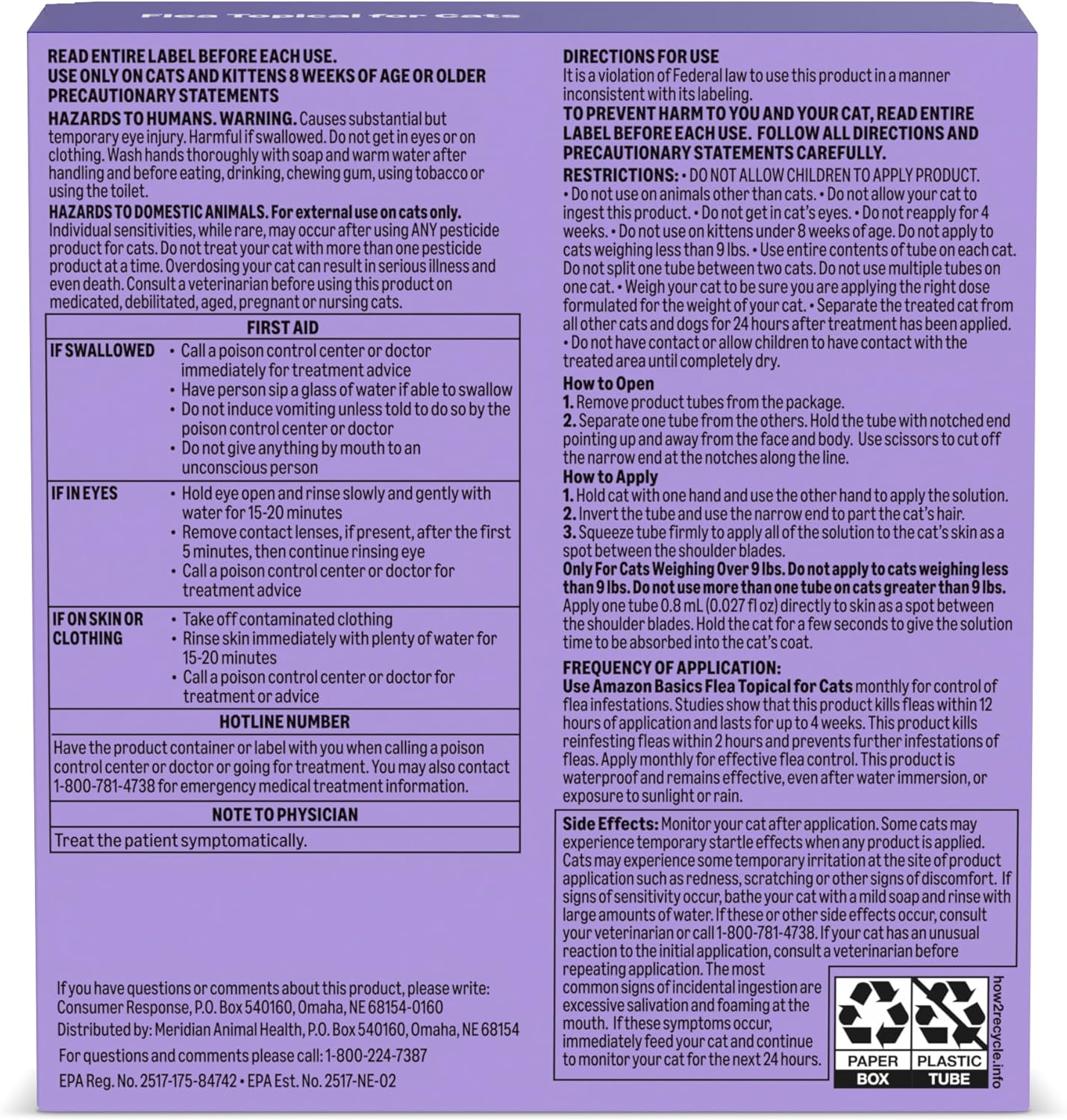 Amazon Basics PreventativeTopical Flea Treatment for Large Cats (Over 9 Pounds), 4 Count