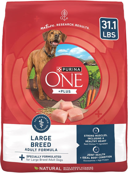 Purina One +Plus Dry Dog Food for Large Adult Dogs High Protein, Real Chicken - 31.1 lb Bag