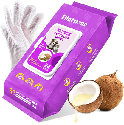 Flintstone Dog Wipes Cleaning Deodorizing - Hypoallergenic Cat Wipes - Extra Thick Wet Dog Wipes for Paws and Butt - Daily Care & Travel Pet Wipes - Latest Pet Wipes for Dogs, Puppy & Cats – 24pcs