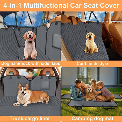 Mancro Dog Car Seat Cover for Back Seat, 2025 Upgraded 600D Heavy Duty Waterproof & Scratch-Resistant Dog Hammock for Car, Back Seat Pet Cover for Dogs with Sedan, Trucks and SUVs, Standard, Grey