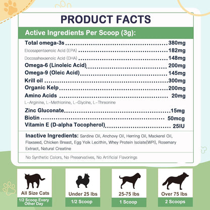 ZEBORA Omega 3 Fish Oil for Dogs, Wild Caught Dog Fish Oil, EPA & DHA, Krill Oil, Kelp, Skin and Coat Supplement, Anti Itch & Shedding, Support Dry Skin, Joint Health, Dog Allergy Relief