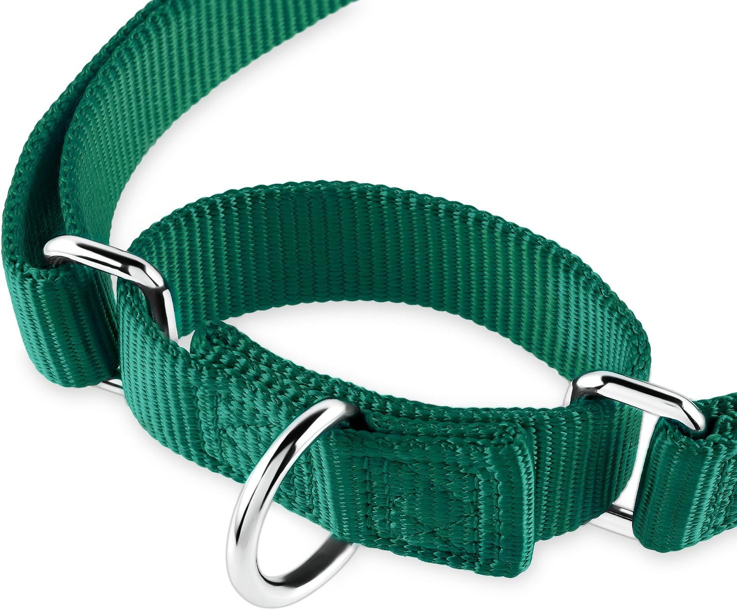 Hyhug Martingale Dog Collar Medium Green |Escape - Proof Heavy Duty Nylon Durable No Slip, Ideal for Training & Daily Walks