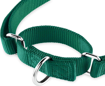 Hyhug Martingale Dog Collar Medium Green |Escape - Proof Heavy Duty Nylon Durable No Slip, Ideal for Training & Daily Walks