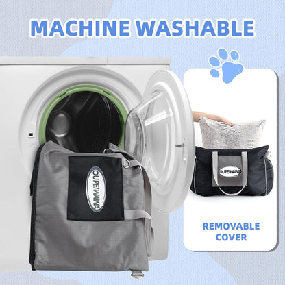 Dog Car Seats for Small & Medium Dogs, Waterproof Dog Booster Seat with Storage Pockets Soft Travel Bed with Clip-On Safety Dogs Leash and Secure Straps Puppy Travel Carrier Bed，Gray