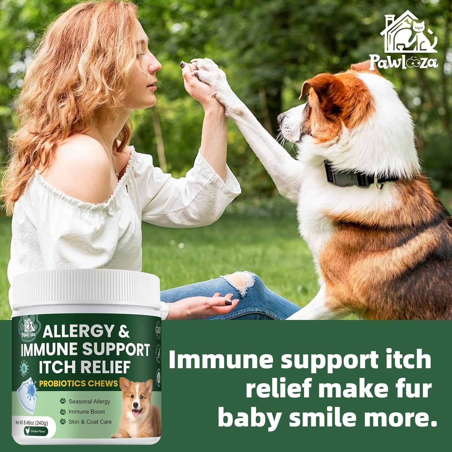 Probiotics for Dogs, Improve Itchy Skin Itchy Ears, Yeast Balance, Immune Support, Dog Probiotics (10 Billion CFU) for Dog Skin & Cost Care, Allergy Relief Chews + Vitamins Blend (120 Ct) Chicken