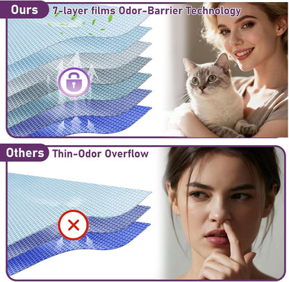 8 Pack Cat Litter Refill Bags Compatible with Litter Genie XL+/XL/Plus/Standard/Style/Pet Pail, Extra 80% Length 32 Months Use Time, Super Odor Control Litter Refills