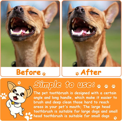 Honeydak Dog Toothbrush Bulk Dual Headed Dental Brushes Dogs Tooth Brushing Kit Long Handle Pet Tooth Brush for Puppy Large Small Cats and Most Pets Teeth Cleaning Dental Supplies(70 Pcs,Colorful)