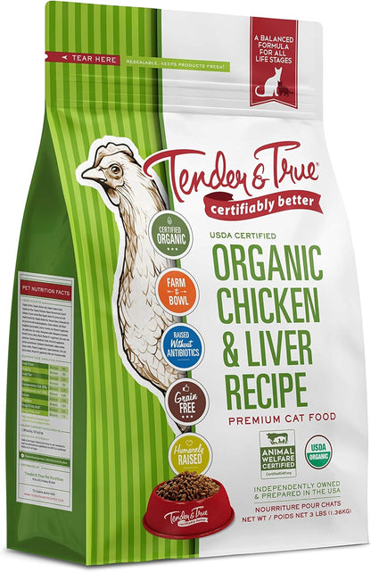 Tender & True Organic Chicken & Liver Recipe Cat Food, 3 lb