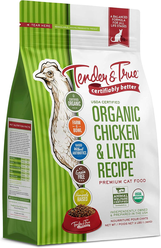 Tender & True Organic Chicken & Liver Recipe Cat Food, 3 lb