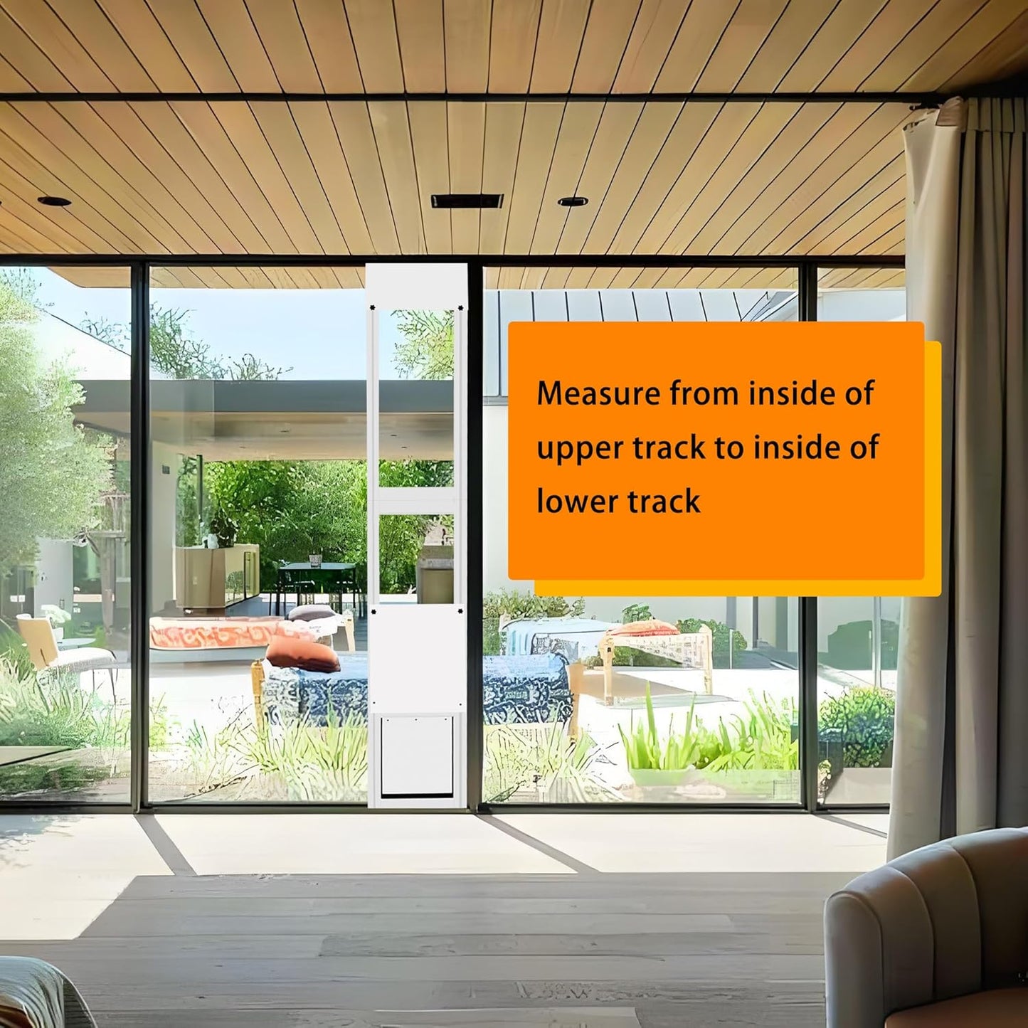 Cat Dog Door Insert for Sliding Patio Door - Easy to Install for Rentals and Apartments with Lockable Weather Proof Panel - Adjustable Height 76.38" to 81.1" Black