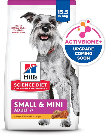 Hill's Science Diet Small & Mini, Senior Adult 7+, Small & Mini Breeds Senior Premium Nutrition, Dry Dog Food, Chicken, Brown Rice, & Barley, 15.5 lb Bag