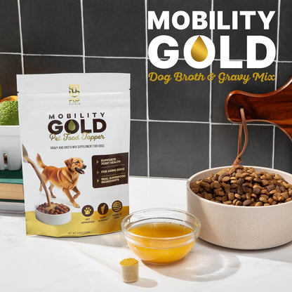 Mobility Gold Dog Broth Powder - Hip & Joint Superfood – Makes Gravy Topper or Liquid Broth – Beef Liver, Glucosamine, Chondroitin, Pet Supplements and Natural Ingredients – 30 Scoop Pack