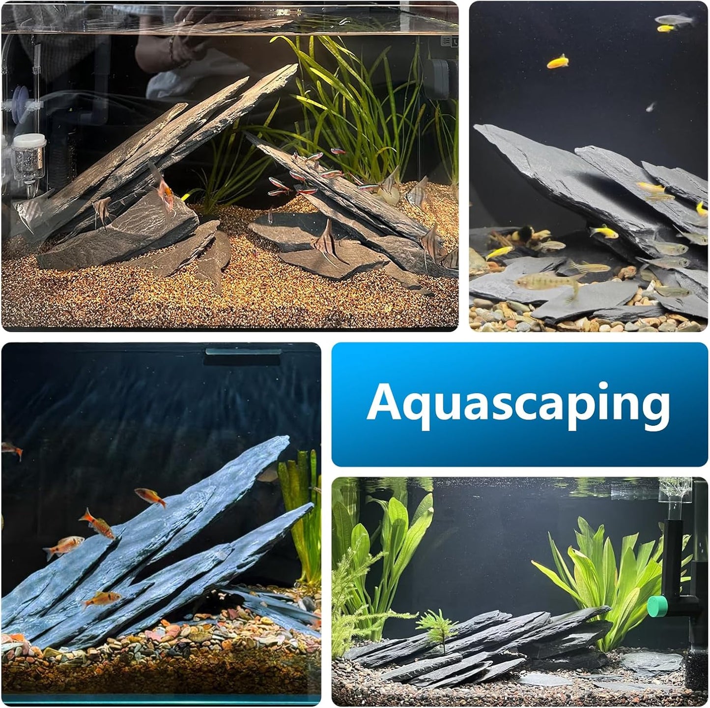 Natural Slate Rock 5lb Reptile Basking Stone Fish Tank Rocks for Aquarium Landscaping, Tank Decoration, Fairy Gardens,Reptile & Amphibian Enclosures 3-8 Inches